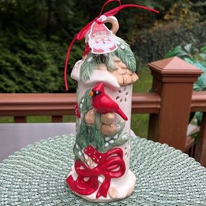 New Blue Sky Clayworks Cardinal Bird Candle House, Perfect holiday gift.